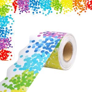 LUSIT Colored Poster Border Stickers DIY Waterproof Wavy Edge Paper Wall Decoration for Classroom Board Home Party