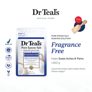 Dr Teals Pure Epsom Salt Soaks/Garam Berendam - Fragrance Free Eases Aches & Pains 1.8 KG