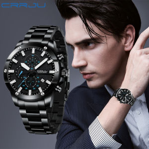CRRJU Jam Tangan Pria Original Fashion Kalender Quartz Business Waterproof Casual Watch Jam Bercahaya Kronograf 2296