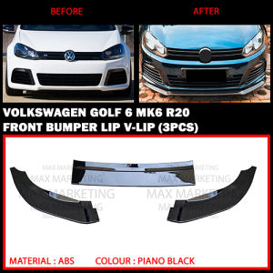 VOLKSWAGEN GOLF 6 R20 MK6 R20 FRONT BUMPER LIP FRONT V-LIP WITH PAINT (PIANO BLACK) ABS SKIRT LIP BODYKIT