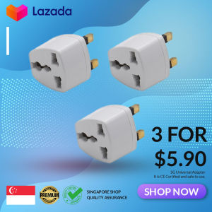 [PROMO NOW] 3 FOR $5.90 SG UK 3-Pin Universal Travel Adapter: Converts US EU China Asia Australia plugs to SG/UK. Portable overseas-to-local charger