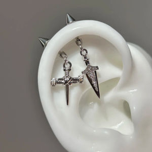 Hmeme 1PC thời trang hợp thời trang thanh kiếm Mặt dây chuyền Tai xương móng tay thép không gỉ Bông tai cho phụ nữ cơ thể đâm thủng phụ kiện