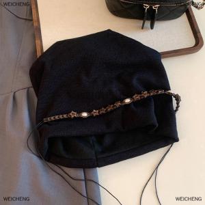 [COD] WEICHENG Vintage Y2k Baggy Cap Star Fringed Boho Chain Decor Beanies Cap Versatile Ethnic Style Autumn Winter Pullover Hats Streetwear