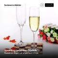 CRYSALIS Premium 7oz Flute Champagne Wine Glass Lead-Free Crystal Stemware Set of 2. 
