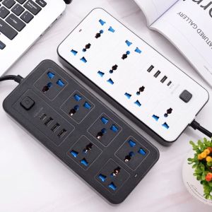 MISSLADY Multiprise Power Multi Tap 6 AC Sockets 3 USB 2m Extension Cord Electrical Socket Surge Protector Power Button Safe Outlet Power Strip Charge