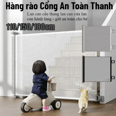 Lan can an toàn Lưới thu tự động Hàng rào cổng Chất liệu PVC thép lưới Dễ lắp đặt Chống bé té cầu thang Ngăn vật nuôi vào phòng bếp Trẻ 6-36 tháng Gia đình nuôi thú cưng Cầu thang cửa hành lang
