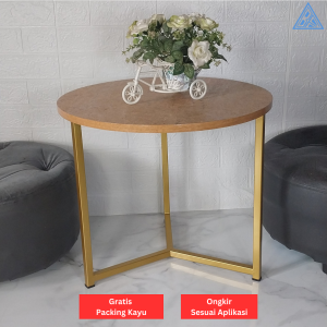 Meja Tamu Minimalis Bulat / Meja Teras / Meja Tamu Bundar Rangka Besi