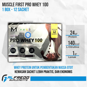 M1 Muscle First Pro Whey 100 Box 12 Sachet Whey Protein Labdoor BPOM