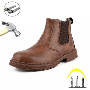 YCYING 2023 Work Safety Shoes Leather Work Boots Anti-Puncture Work Shoes Anti-smash Steel Toe Shoes Construction Industrial Shoes