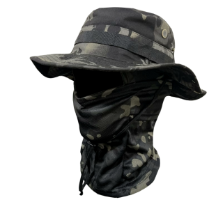 Camo Boonie Hat with Balaclava UV SunscreenFishing Hiking Sun Protection Breathable Outdoor Cap
