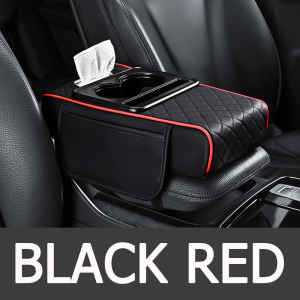 PU Leather Car Armrest Cushion Center Console Protector Cushion Car Armrest Box with Cup Holder and Tissue Box