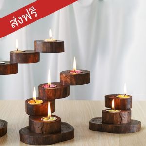 ส่งฟรี เชิงเทียนแบบชั้นเทียนหมุนได้ เชิงเทียน เชิงเทียนขี้ผึ้งไฟประดับ เชิงเทียนไม้ วินเทจโรแมนติก ตกแต่งบ้าน Nature thai