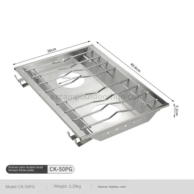 Campingmoon IGT Korean Style Double Burner Stove Top 2 Unit IGT Size Integrated Grill Module Table Rack Dual Stainless Steel Butane Gas Stove Windproof Design CK-50PG OD-4