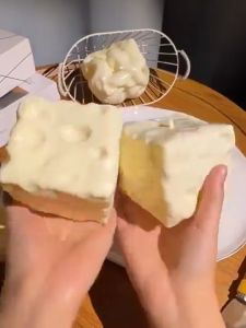 SKISOPGO Cheese Squishy Toy Vaseline Filled Slow Rebound Square Cheese Pinch Toy Shapeable Simulation Food Stress Relief Toy Gift