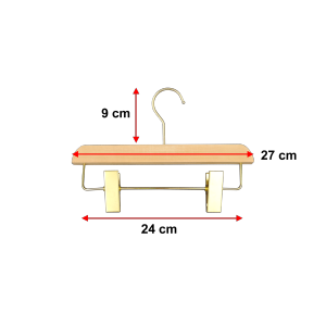 5 Pcs Premium Wooden U Gold Clip Hanger Solid Wood Trousers Bottom with Adjustable Gold Clips Non-slip Hanger