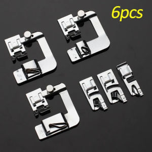 6pcs Sewing Machine Presser Foot Set Wide Narrow Sewing Rolled Hemming Foot Kit 3/4/6mm Household Sewing Tools