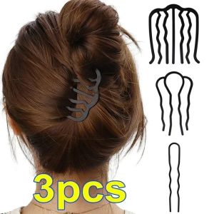 ILOVEDIY New Metal Black Hair Fork Clip Women Hair Pin Combs Messy Bun Hair Pin Clip Side Combs Updo Hair Sticks Hair Styling Tool