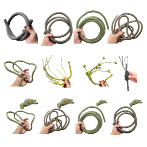 Reptiles Plant Hide Vine Branch Leaves Terrarium Jungle Habita for Lizards Geckos Snake Decorative False Plant