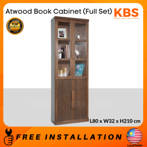 (FREE Installation+Shipping) KBS Atwood Book Cabinet III / Solid Wood / 4 Doors / minimalist / mid-century classic / Large Storage / L80 x W32 x H210 cm
