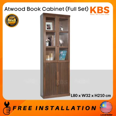 (FREE Installation+Shipping) KBS Atwood Book Cabinet III / Solid Wood / 4 Doors / minimalist / mid-century classic / Large Storage / L80 x W32 x H210 cm