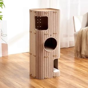 CHENJIE with Holes Cat House 2 Floors/3 Floors All-in-one Cat Castle House Japanese Style Green Cat Condo Pet House