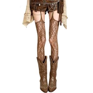 Quần Đai nịt Bít Tất Nữ Vớ cao tới đùi lưới có họa tiết quần tất eo cao Quần Tất Quần tất kiểu có dây treo giữ Quà Tặng