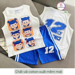 12 đến 40kg - Đồ bộ bé trai - Bộ ba lỗ sát nách cho bé trai size đại thun cotton mát mùa hè T300