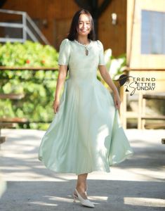 Graceful Pearl Detailed Fit-and-Flare Dress - Luxe Grace Collection by Trendsetter Sunday