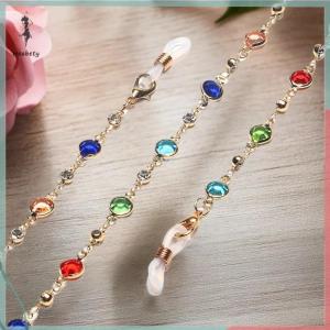 🔥ส่วนลด 10 บาท สำหรับการซื้อ 1 ชิ้น🔥ราคาถูก โซ่คล้องแก้วทำด้วยมือสำหรับใส่ในฤดูร้อนโซ่ห้อยคริสตัลสีฟ้าประดับมุกหรูหราสายโซ่แฟชั่นป้องกันการสูญเสีย