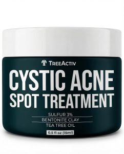 Kem trị mụn trứng cá dạng sệt TreeActiv chứa lưu huỳnh đất sét bentonite và tinh dầu tràm trà trị mụn sâu dùng trong 20 phút hoặc qua đêm thích hợp cho mặt và cơ thể 0.5 oz