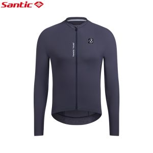 Santic Men Cycling Jerseys Breathable Quick Drying Sun Protection Sports Bike Long Sleeved Tops