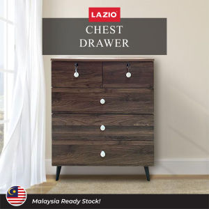 Lazio Sofa Victoria 5 Drawer Chest Drawer Modern Scandinavian Chest Drawer Wenge and White Colour |H93 x W80 x D40cm|五斗柜简约现代卧室收纳柜客厅靠墙五斗橱子抽屉柜柜子储物柜 【四层五抽款】暖白色