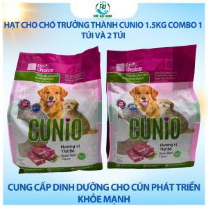 hạt cho Chó trưởng thành CUNIO 1.5kg Combo 1 túi và 2 túi  cung cấp dinh dưỡng cho Cún phát triển