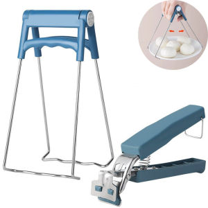 ที่หนีบจานชามในครัวที่หนีบถ้วยกันความร้อนทำจากสเตนเลสสตีลอุปกรณ์นึ่งสำหรับเตาอบซิลิโคนแผ่นรองโต๊ะ