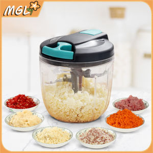 Hand-Powered Portable Food Processor Manual Vegetable Slicer And Dicer Pull Chop Mechanism Cutter for Garlic Onion