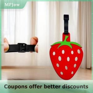 【MPJow】 2Pcs Strawberry Shape Luggage Tag Creative Personalized Hanging Tag Hanger Travel Boarding Pass New PVC Soft Rubber Luggage Tag