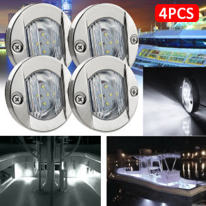 MC[Free Ship]1/4pcs DC 12V Marine Boat Transom LED Stern Light Round Stainless Steel Cold LED Tail Lamp Yacht Accessories Waterproof