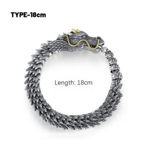 Fashion Dragon Bracelet Mens Vintage Dominant Dragon Bones Chain Bangle Hand Jewelry 18/20/22CM