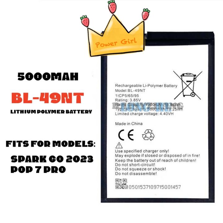 Lithium mobile phone battery BL-49NT for tecno Spark GO 2023