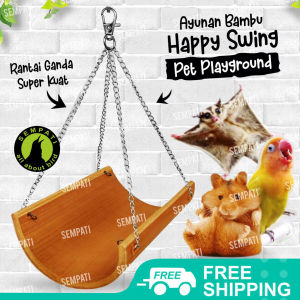 SEMPATI Ayunan Mainan Burung Lovebird Parkit Falk Kenari Paruh Bengkok Mainan Hamster Sugar Glider Perahu Bambu Goyang Mainan Parrot Penurun Birahi
