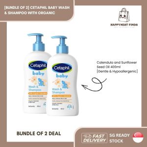Bundle of 2 CETAPHIL BABY Wash & Shampoo with Organic Calendula and Sunflower Seed Oil 400ml