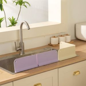 WENQI Foldable Silicone Sink Splash Guard Waterproof Suction Cup Base Water Blocking Board Compact Space Saving Kitchen Sink Guard Kitchen Use
