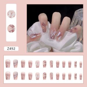 Set 24 móng tay giả MIA mơ mộng màu tím pha lê bướm hoa trà Z492