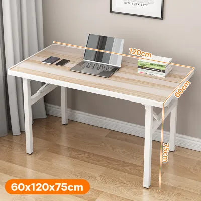 Office desk 180CM thick solid wood computer desk durable desktop Desks Tables Folding table dining coffee table foldable Study Desk Paint thickened steel frame Solid structure High temperature resistance without deformation Home Office De