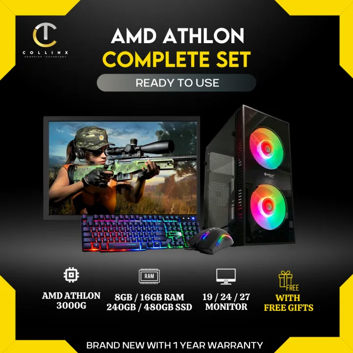 COMPLETE PC SET ] AMD Athlon 3000G CPU Desktop Package with Built 