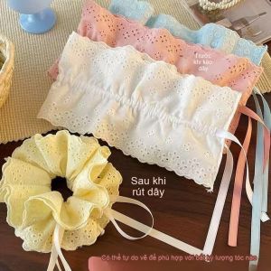 phụ kiện tóc dịu dàng vải ren mềm mại phụ kiện tóc và mũ đội đầu dễ thương dây rút