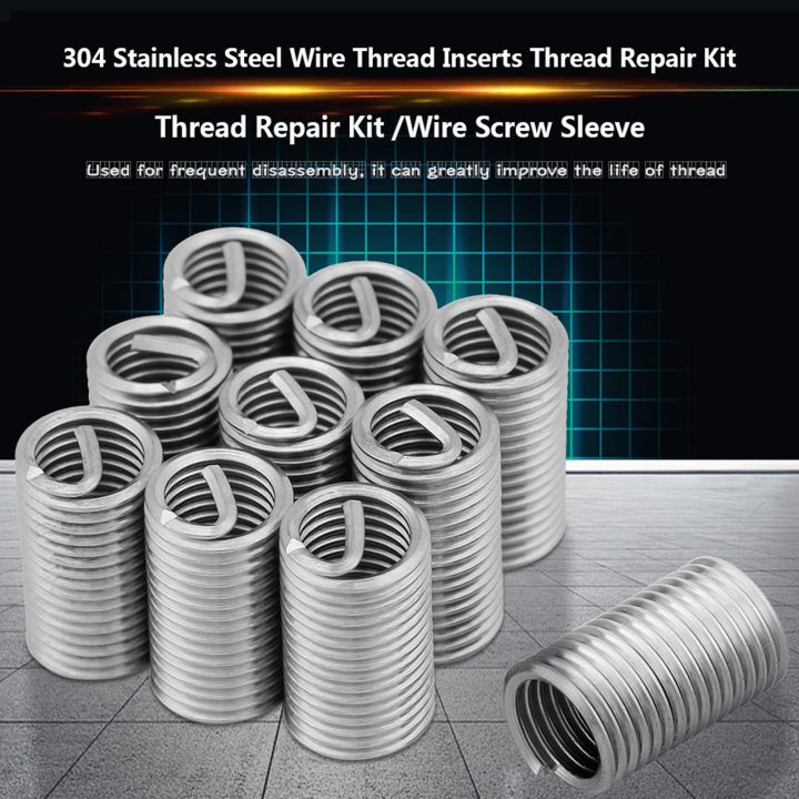 50Pcs Screw Threaded Insert Stainless Steel Coiled Wire Inserts Thread Repair Insert Set Installment Tool Kit