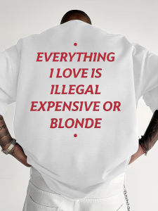 Graphic T-shirts for Men "The Things I Love Are Either Expensive or Blonde" Slogan T-shirt - Red