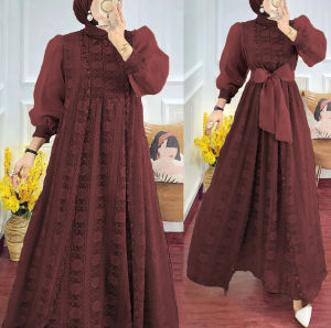 Momoe Boutique - Maxi Ayana| Gamis Bisa Busui Friendly Gamis Brukat Kombinasi Organza Fashion Busana Muslim Wanita Lebaran