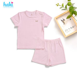 Bộ quần áo cộc tay cho bé cài cúc vai chất liệu vải Bamboo tự nhiên cao cấp siêu mềm mịn set sơ sinh cho bé tới 3 tuổi vải tre xuất khẩu HAKI BB002 (4-15kg) quần áo hè cho bé trai bé gái siêu mát
